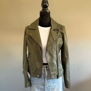 Anthropologie Olive Green Leather Moto Jacket – Size XS (NWT)